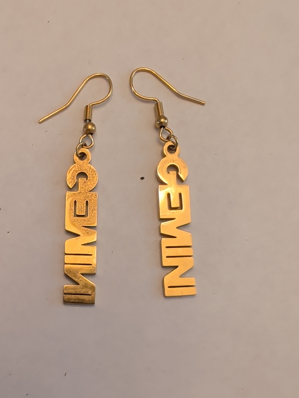 Gold Tone 'GIMINI' Letter Drop Earrings - Women Jewelry
